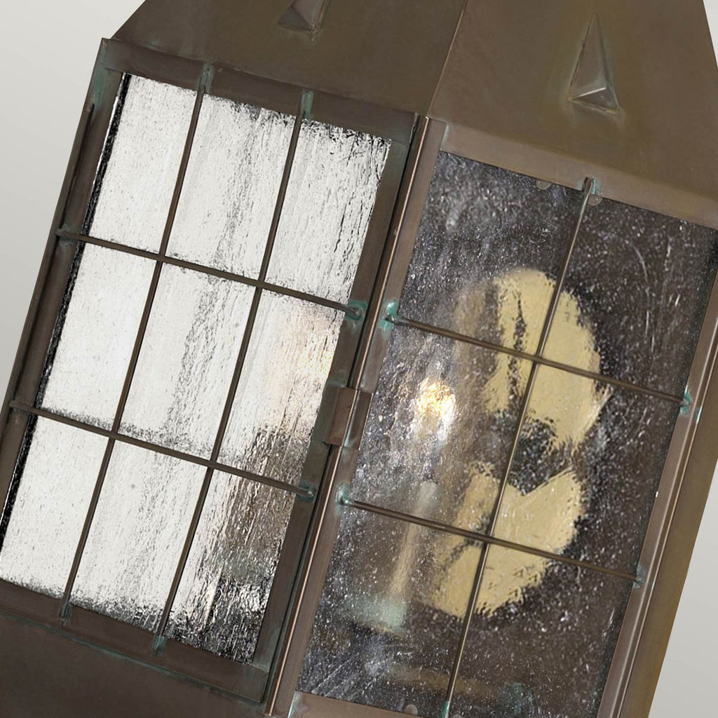 Quintiesse Nantucket Outdoor 2 Light Large Wall Lantern in Aged Brass