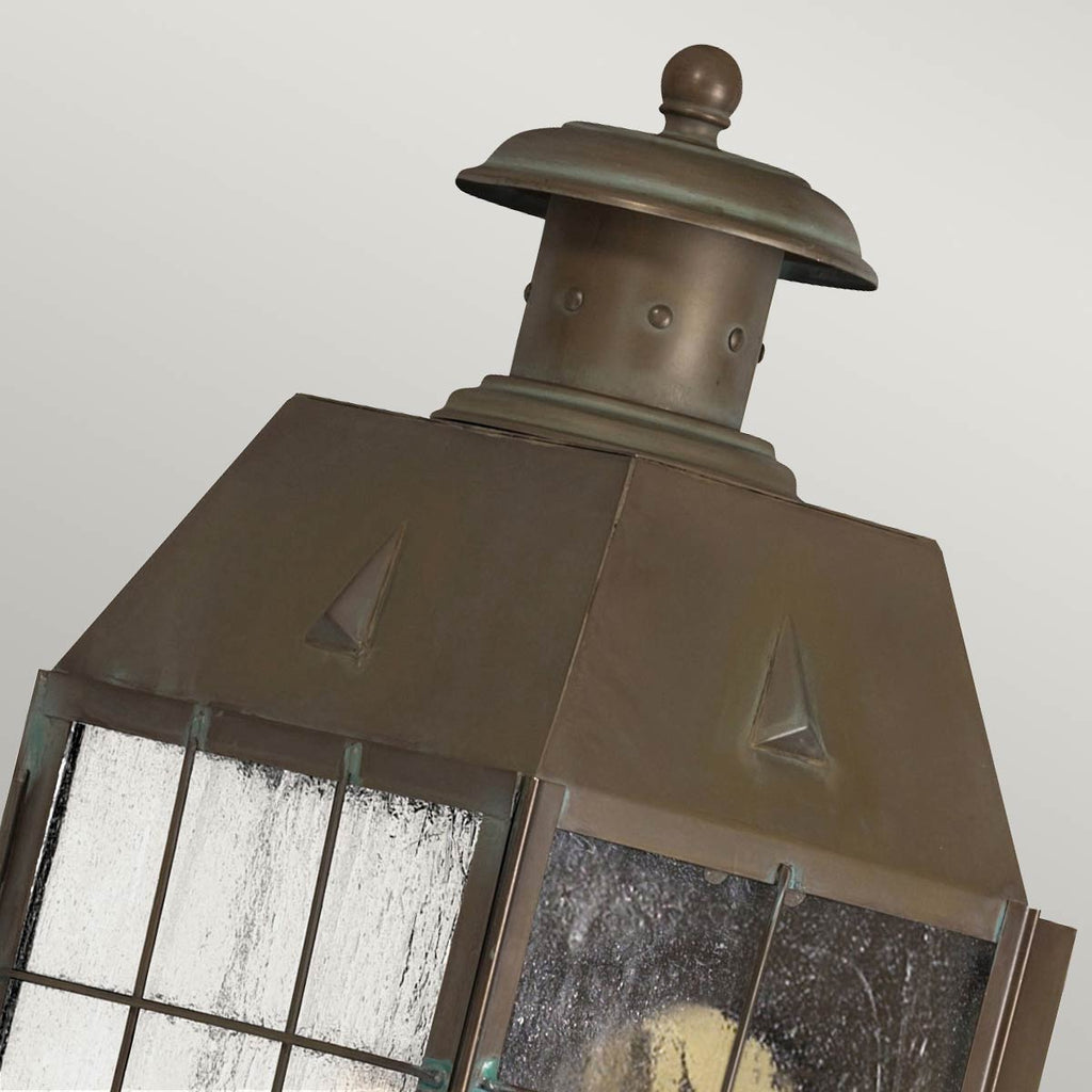 Quintiesse Nantucket Outdoor 2 Light Large Wall Lantern in Aged Brass