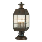 Quintiesse Nantucket Outdoor 3 Light Large Pedestal Lantern in Aged Brass