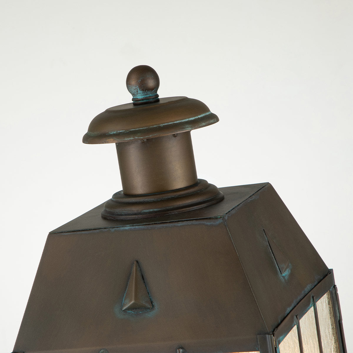 Quintiesse Nantucket Outdoor 3 Light Large Pedestal Lantern in Aged Brass