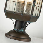 Quintiesse Nantucket Outdoor 3 Light Large Pedestal Lantern in Aged Brass