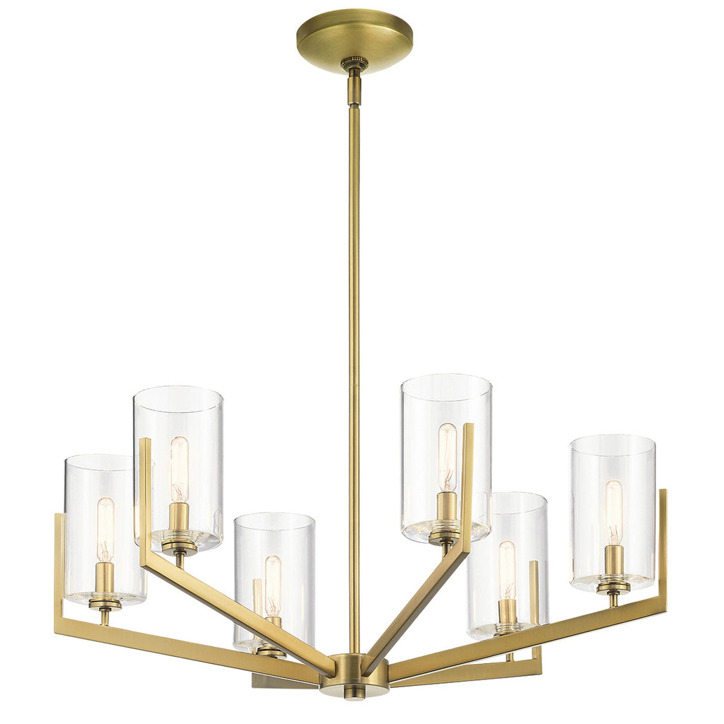 Quintiesse Nye 6 Light Chandelier in Brushed Natural Brass