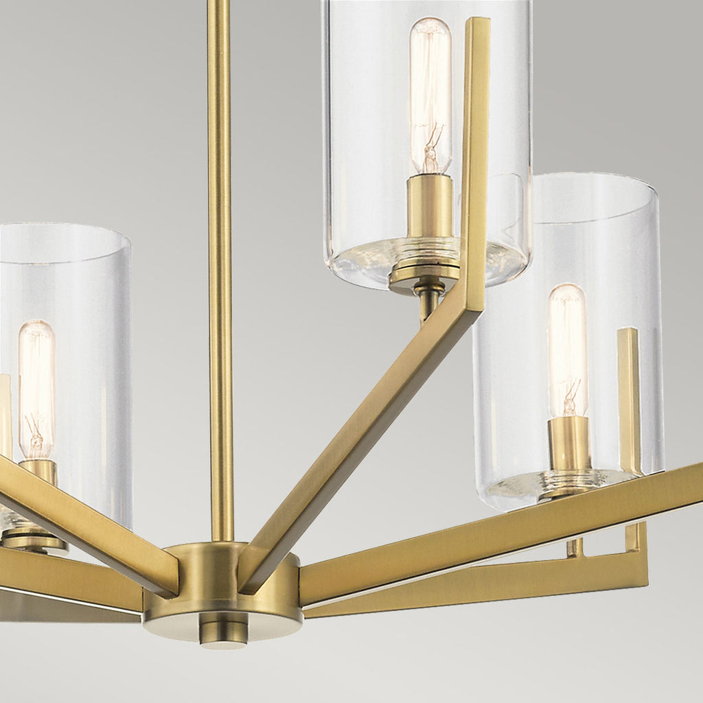 Quintiesse Nye 6 Light Chandelier in Brushed Natural Brass