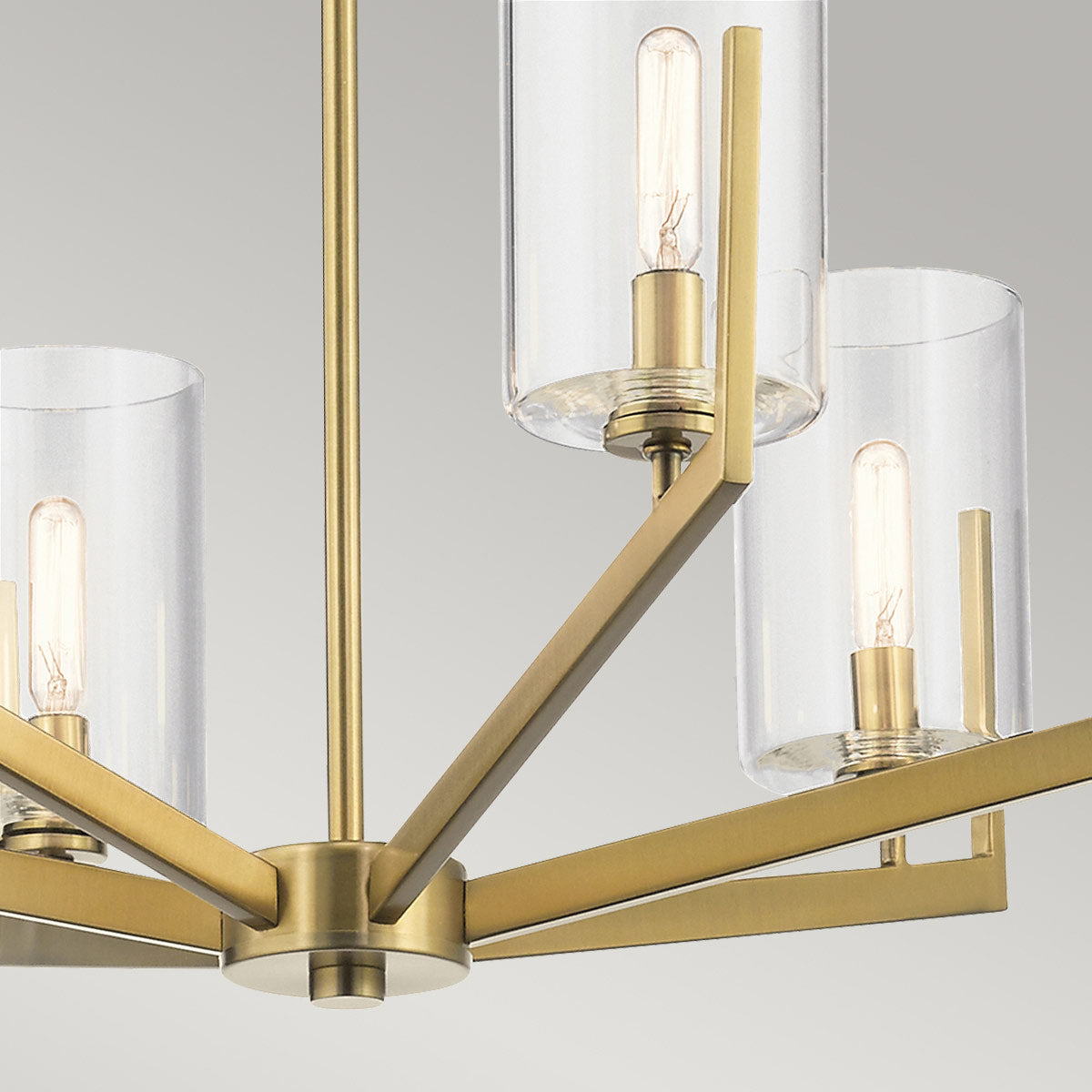 Quintiesse Nye 6 Light Chandelier in Brushed Natural Brass