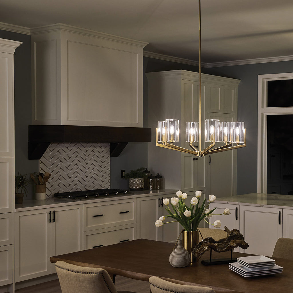 Quintiesse Nye 6 Light Chandelier in Brushed Natural Brass