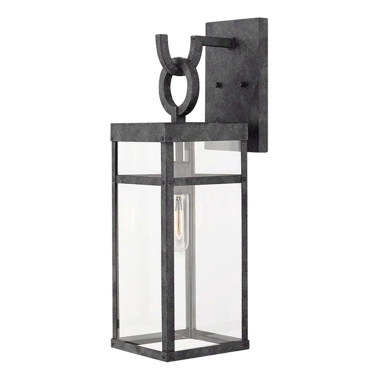 Quintiesse Porter Outdoor Large Wall Lantern in Aged Zinc