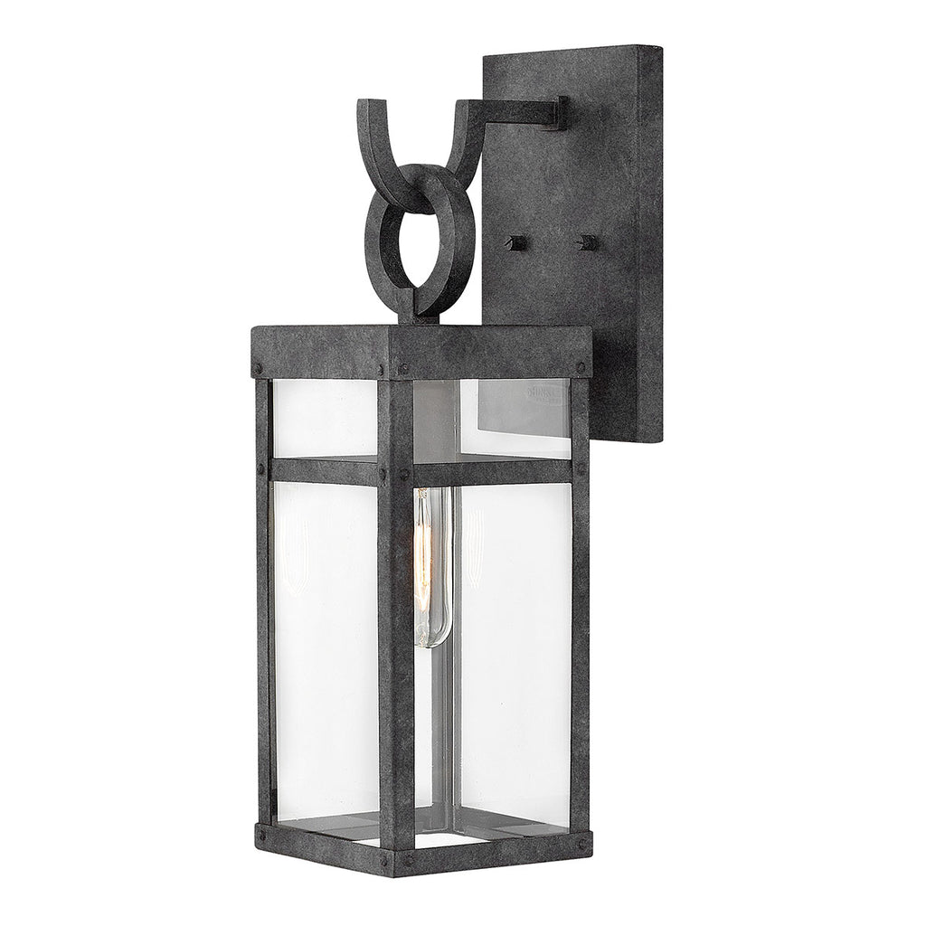 Quintiesse Porter Outdoor Medium Wall Lantern in Aged Zinc