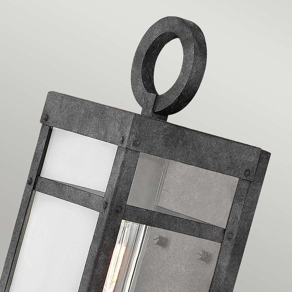Quintiesse Porter Outdoor Small Wall Lantern in Aged Zinc