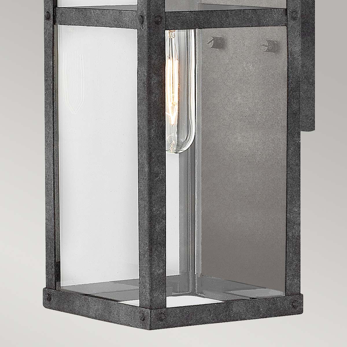Quintiesse Porter Outdoor Small Wall Lantern in Aged Zinc