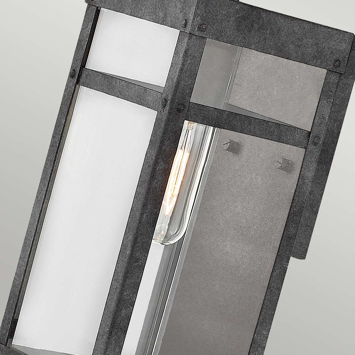 Quintiesse Porter Outdoor Small Wall Lantern in Aged Zinc