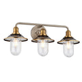Quintiesse Rigby 3 Light Wall Light Antique Nickel Heritage Brass