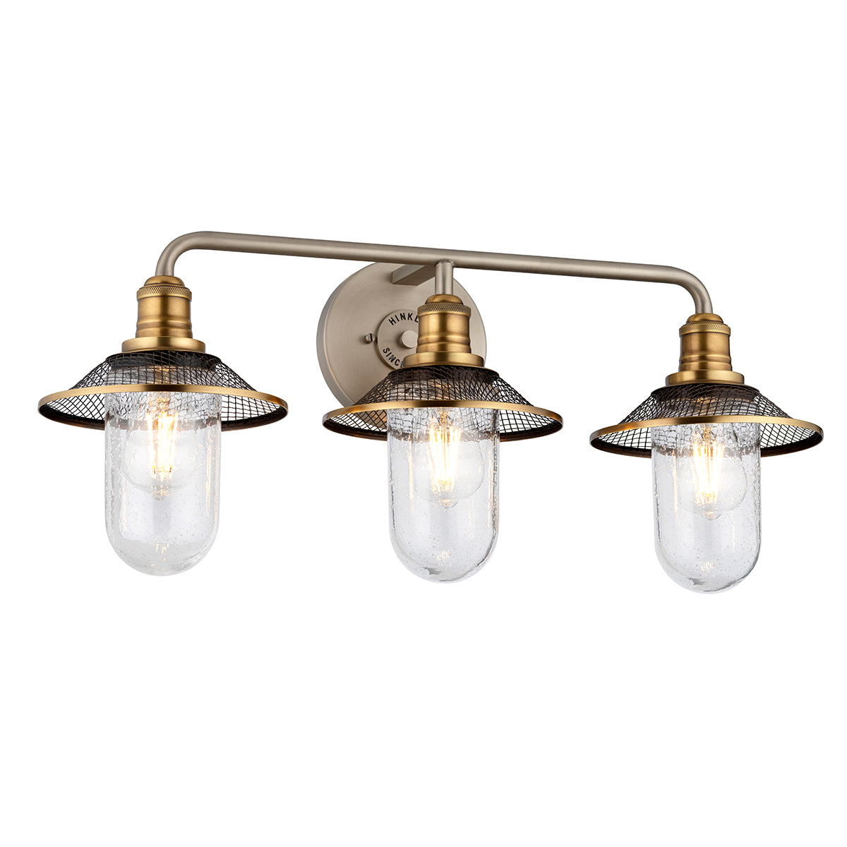 Quintiesse Rigby 3 Light Wall Light Antique Nickel Heritage Brass
