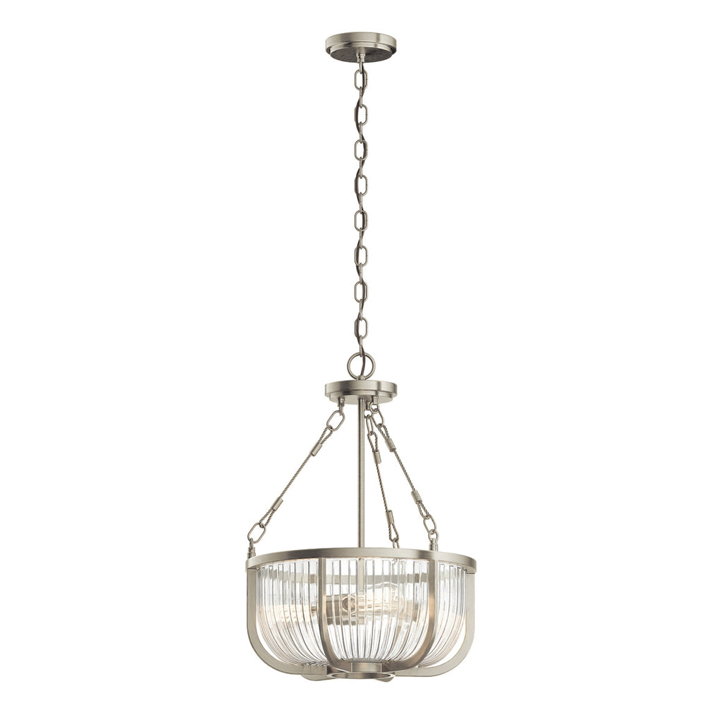 Quintiesse Roux 3 Light Pendant/ Semi-Flush in Brushed Nickel
