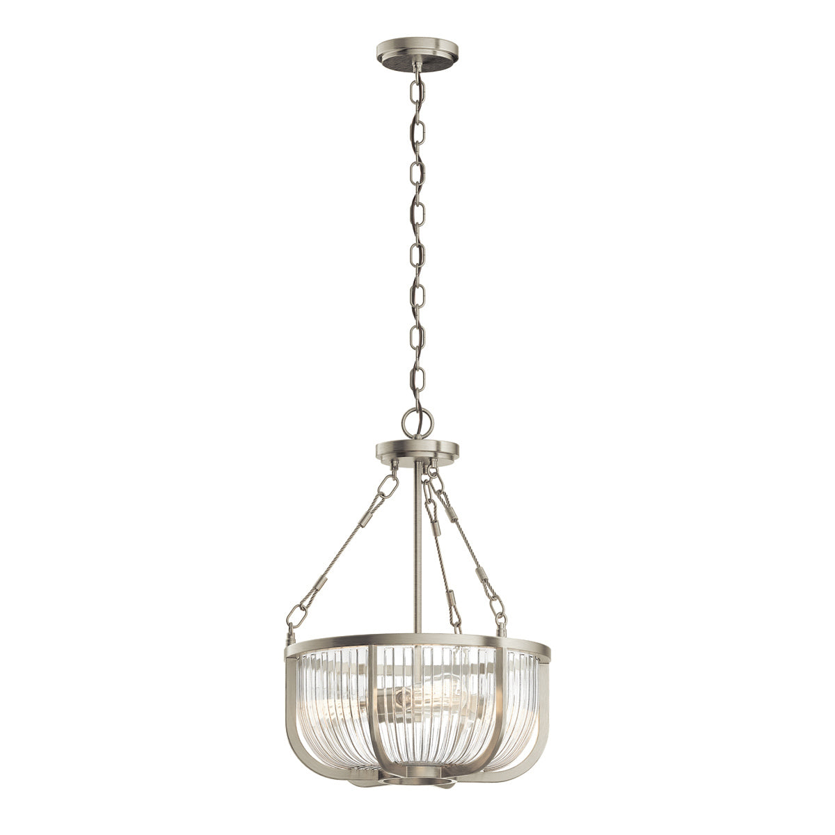 Quintiesse Roux 3 Light Pendant/ Semi-Flush in Brushed Nickel