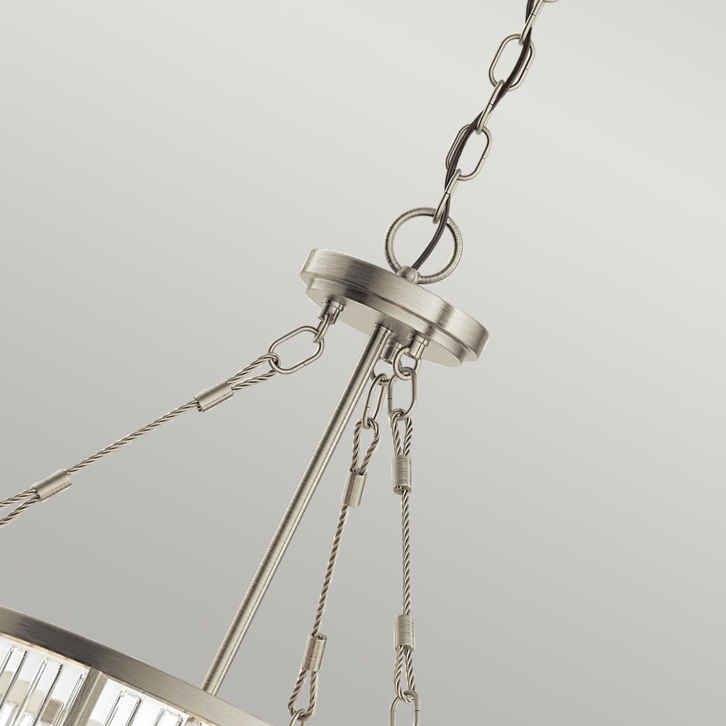 Quintiesse Roux 3 Light Pendant/ Semi-Flush in Brushed Nickel