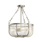 Quintiesse Roux 3 Light Pendant/ Semi-Flush in Brushed Nickel