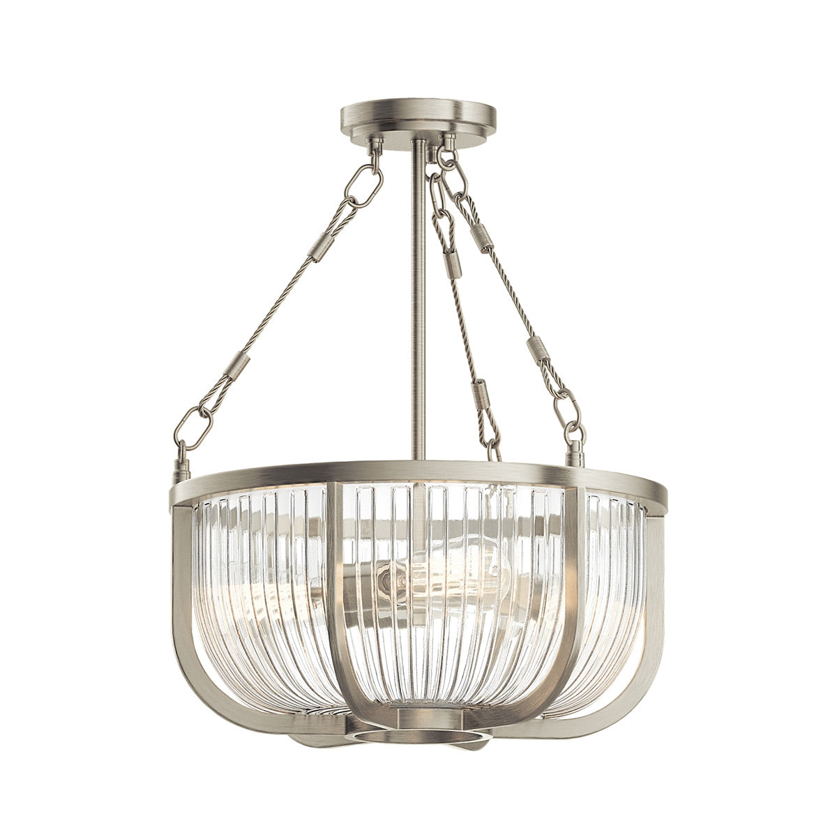 Quintiesse Roux 3 Light Pendant/ Semi-Flush in Brushed Nickel