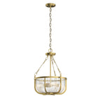 Quintiesse Roux 3 Light Pendant/ Semi-Flush in Natural Brass