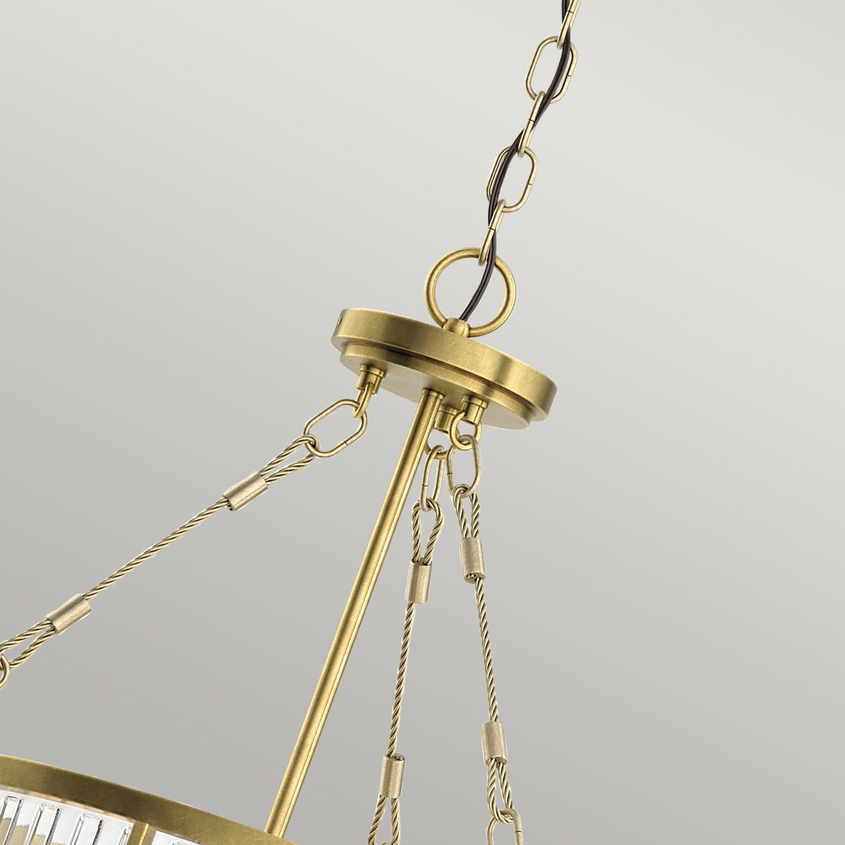 Quintiesse Roux 3 Light Pendant/ Semi-Flush in Natural Brass
