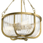 Quintiesse Roux 3 Light Pendant/ Semi-Flush in Natural Brass