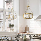 Quintiesse Roux 3 Light Pendant/ Semi-Flush in Natural Brass
