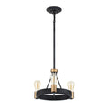 Quintiesse Silas 3 Light Pendant/ Semi-Flush in Aged Zinc & Heritage Brass
