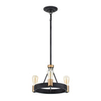Quintiesse Silas 3 Light Pendant/ Semi-Flush in Aged Zinc & Heritage Brass