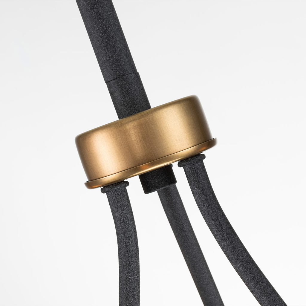Quintiesse Silas 3 Light Pendant/ Semi-Flush in Aged Zinc & Heritage Brass