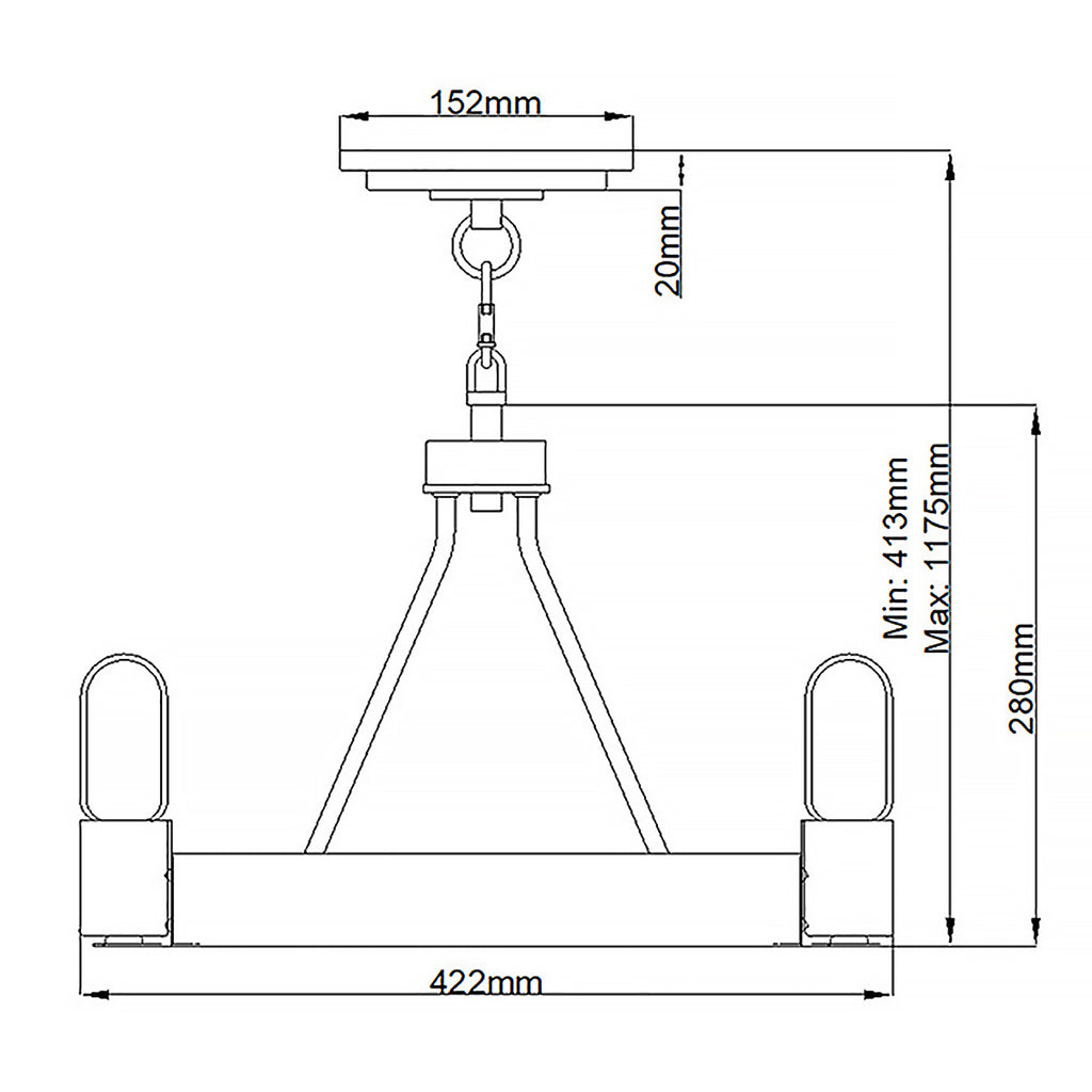 Quintiesse Silas 3 Light Pendant/ Semi-Flush in Aged Zinc & Heritage Brass