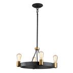 Quintiesse Silas 4 Light Pendant/ Semi-Flush in Aged Zinc & Heritage Brass