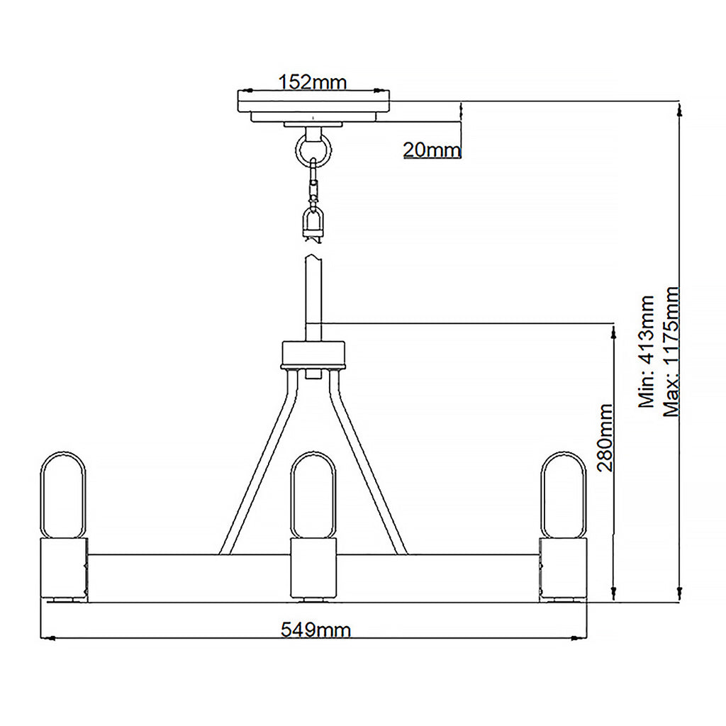 Quintiesse Silas 4 Light Pendant/ Semi-Flush in Aged Zinc & Heritage Brass