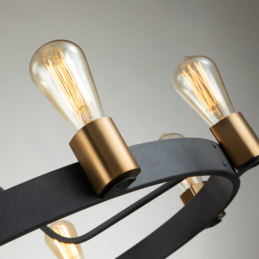 Quintiesse Silas 8 Light Pendant/ Semi-Flush in Aged Zinc & Heritage Brass