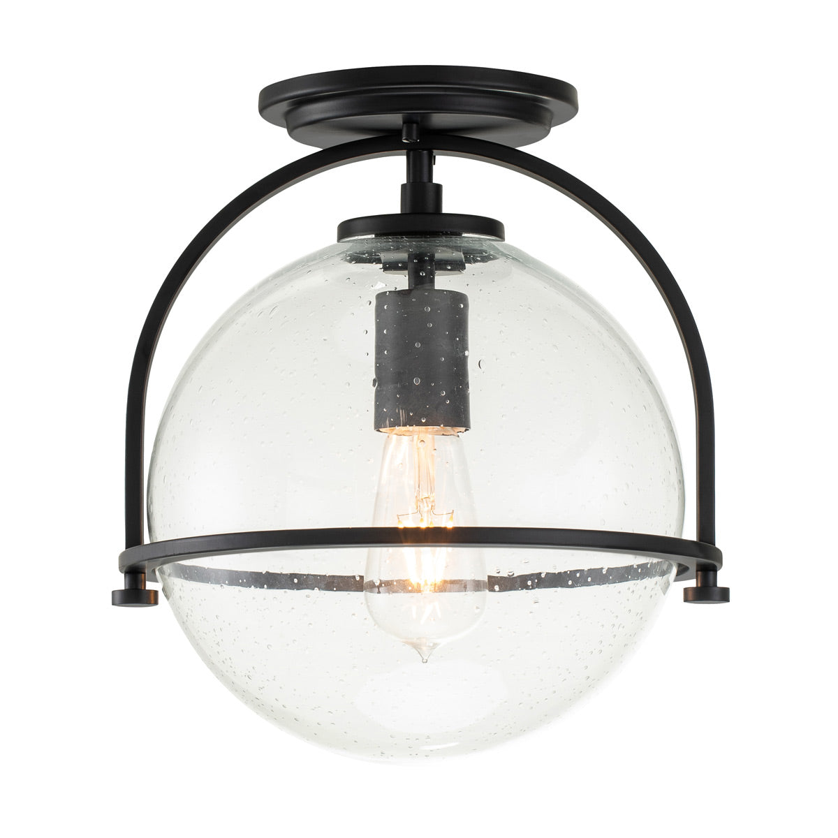 Quintiesse Somerset Flush in Black with Clear Shade with Clear Shade