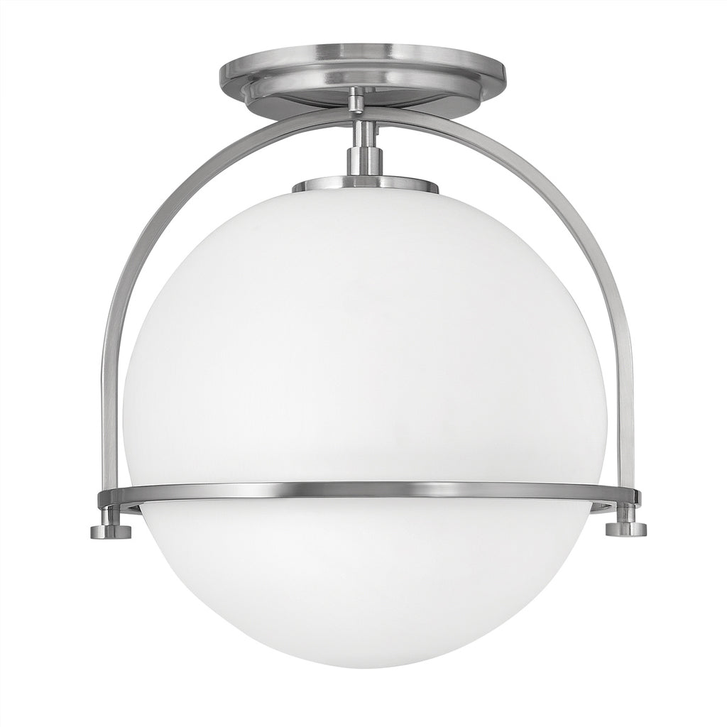 Quintiesse Somerset Flush in Brushed Nickel with Opal Shade