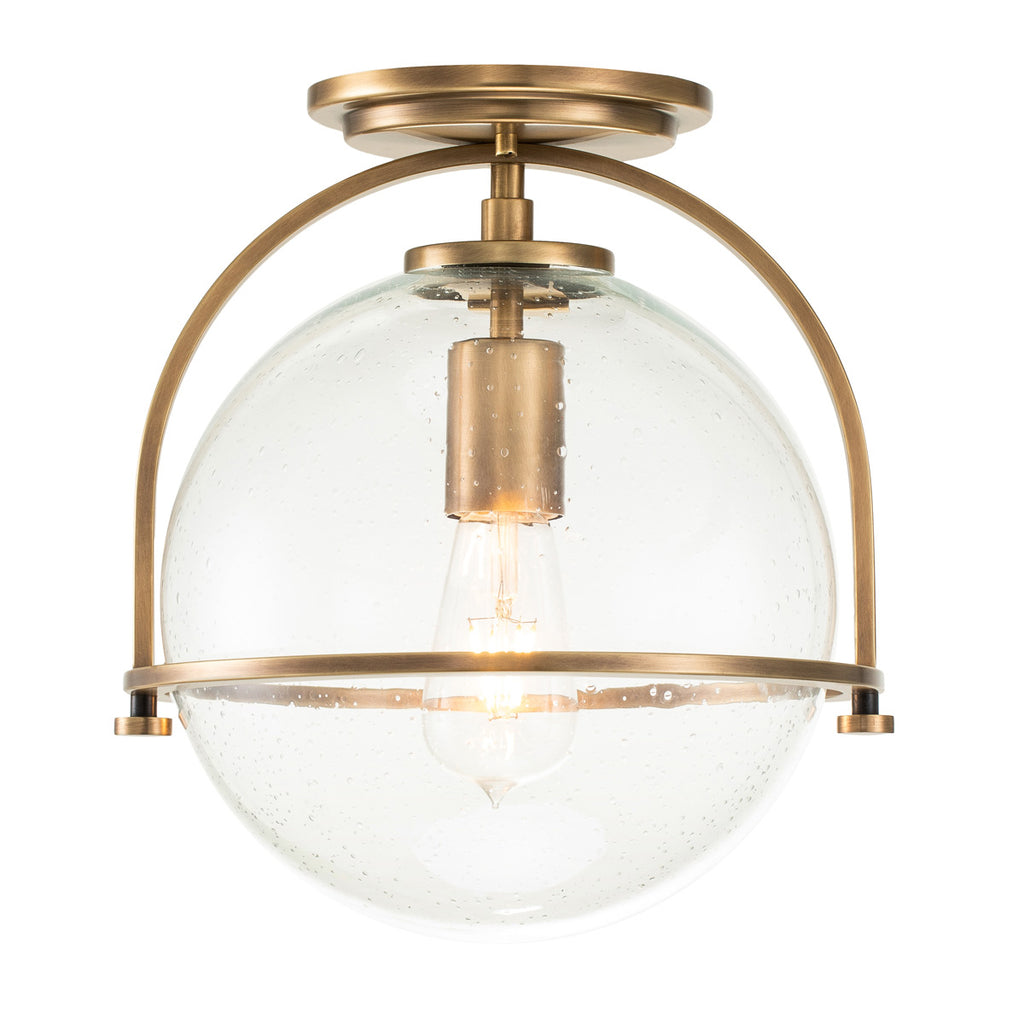 Quintiesse Somerset Flush in Heritage Brass with Clear Shade