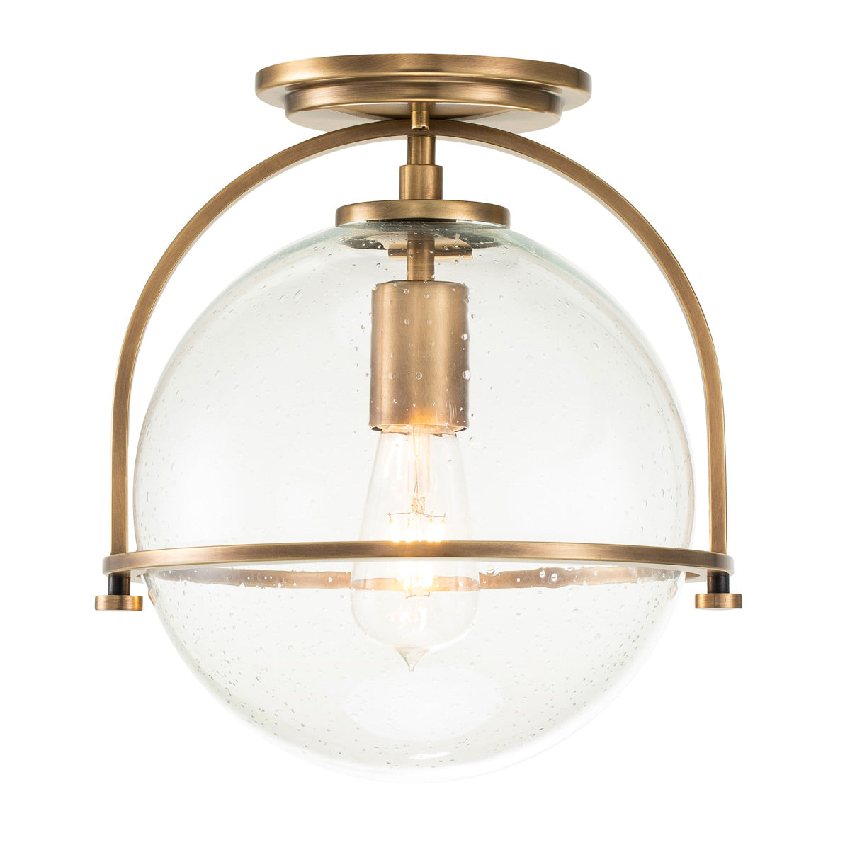 Quintiesse Somerset Flush in Heritage Brass with Clear Shade