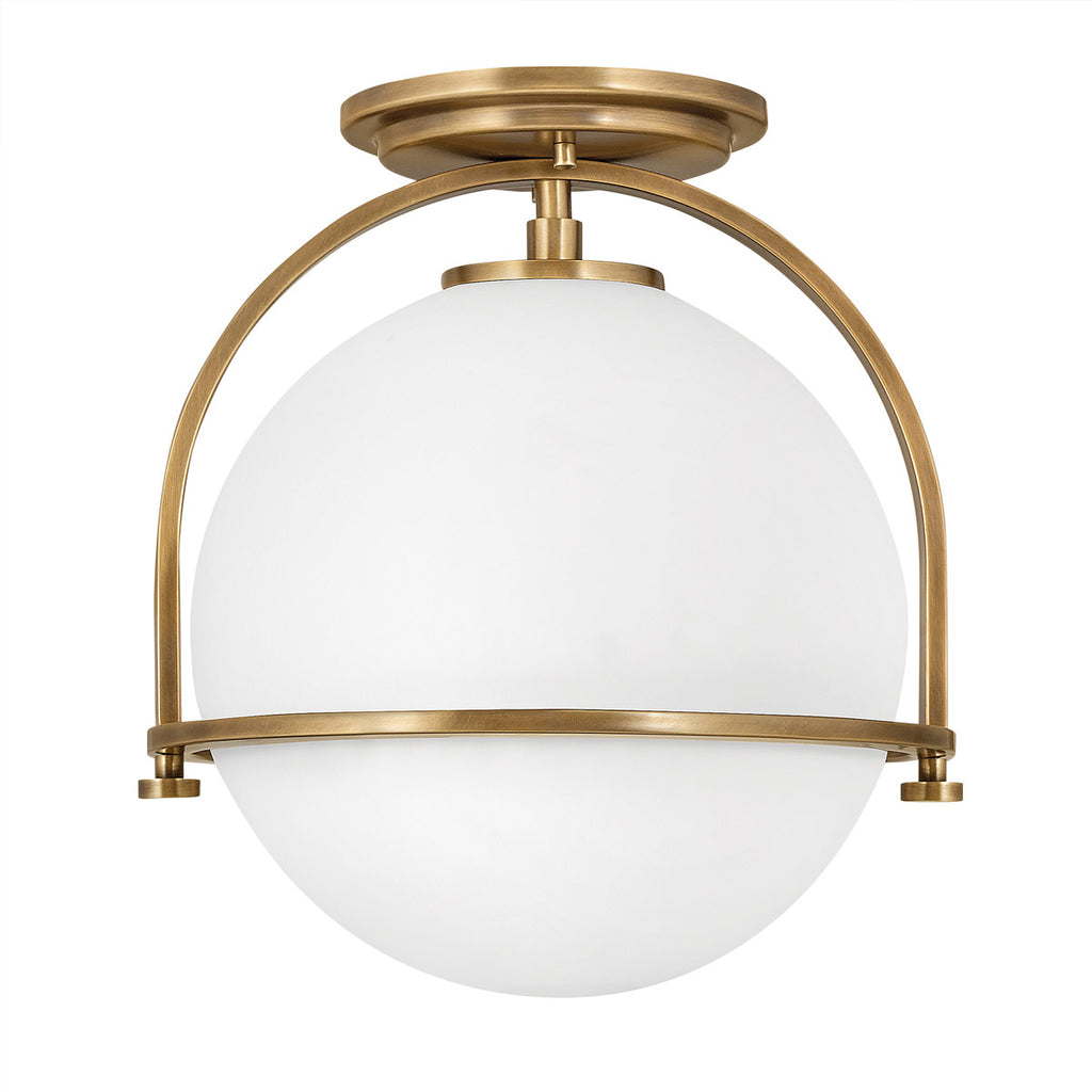 Quintiesse Somerset Flush in Heritage Brass with Opal Shade