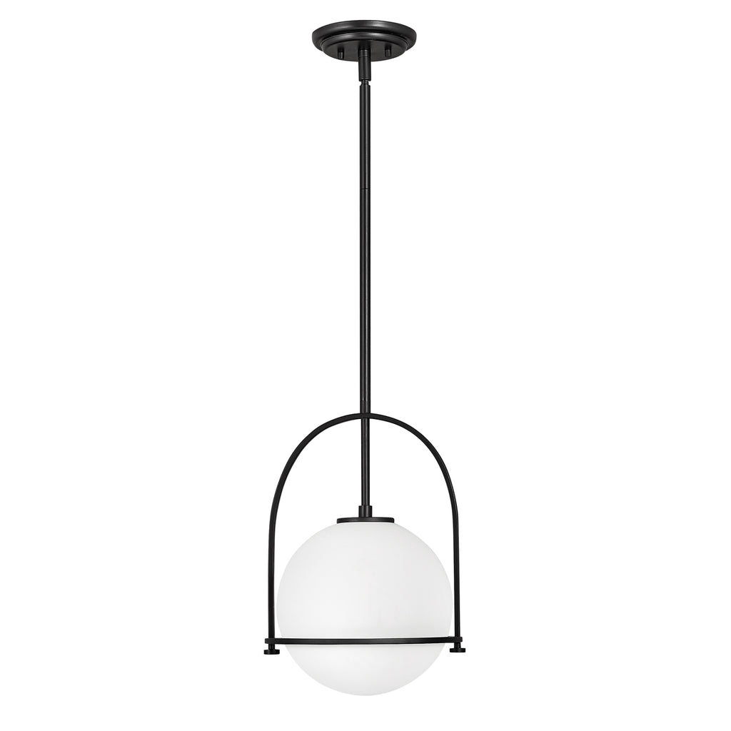 Quintiesse Somerset Medium Pendant in Black with Opal Shade