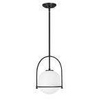 Quintiesse Somerset Medium Pendant in Black with Opal Shade