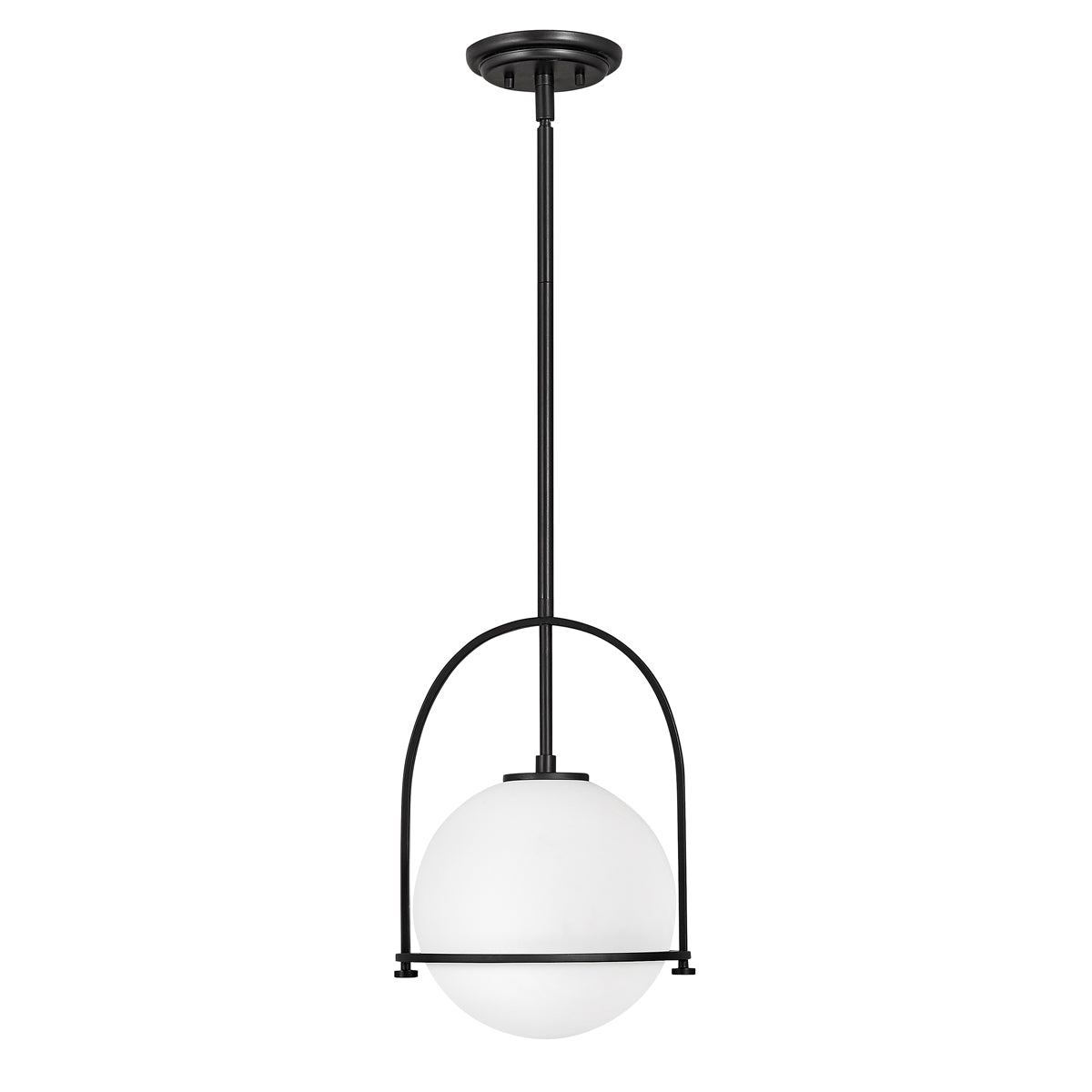 Quintiesse Somerset Medium Pendant in Black with Opal Shade