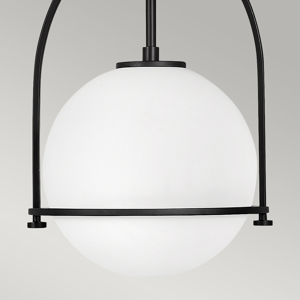 Quintiesse Somerset Medium Pendant in Black with Opal Shade
