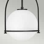 Quintiesse Somerset Medium Pendant in Black with Opal Shade