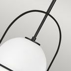 Quintiesse Somerset Medium Pendant in Black with Opal Shade