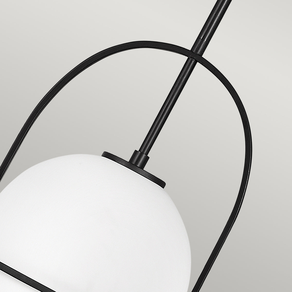 Quintiesse Somerset Medium Pendant in Black with Opal Shade