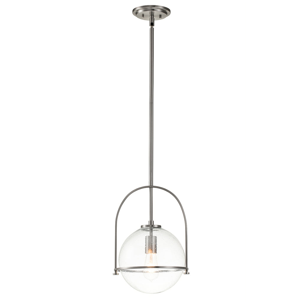 Quintiesse Somerset Medium Pendant in Brushed Nickel with Clear Shade