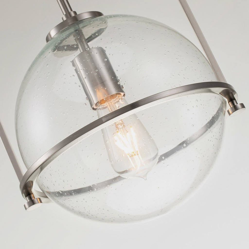 Quintiesse Somerset Medium Pendant in Brushed Nickel with Clear Shade