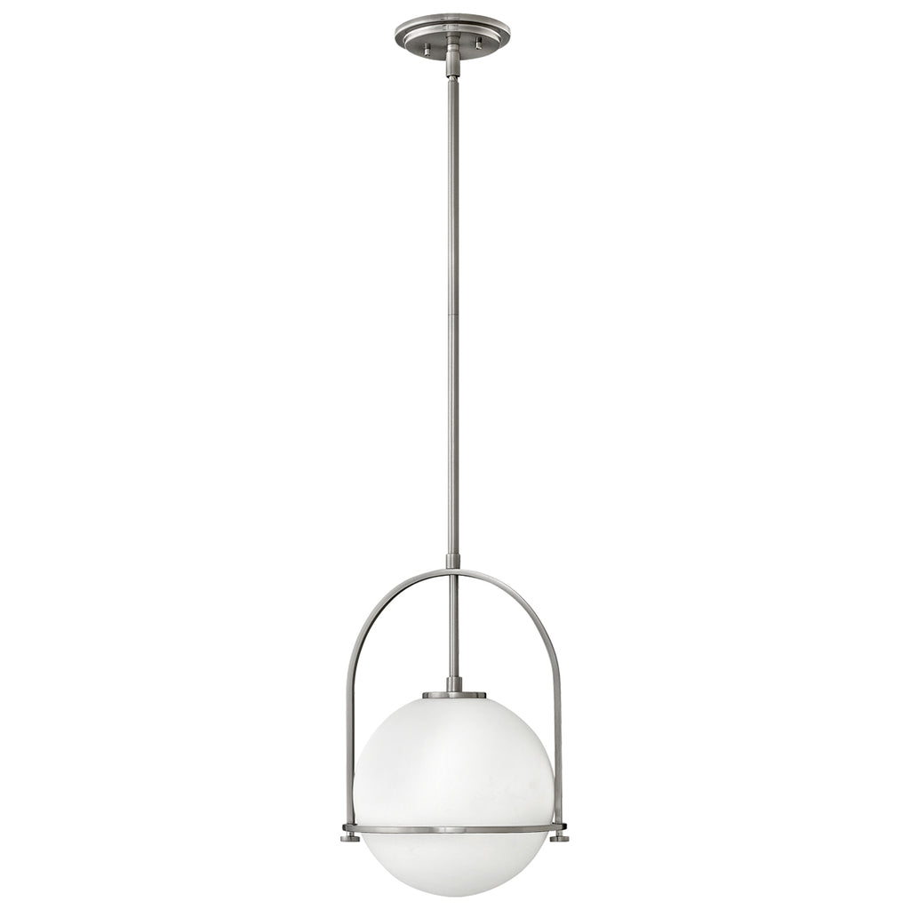 Quintiesse Somerset Medium Pendant in Brushed Nickel with Opal Shade