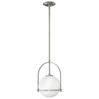 Quintiesse Somerset Medium Pendant in Brushed Nickel with Opal Shade