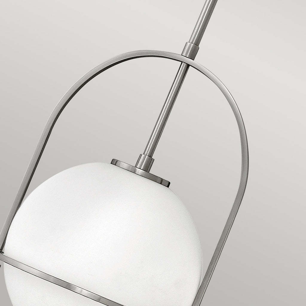 Quintiesse Somerset Medium Pendant in Brushed Nickel with Opal Shade