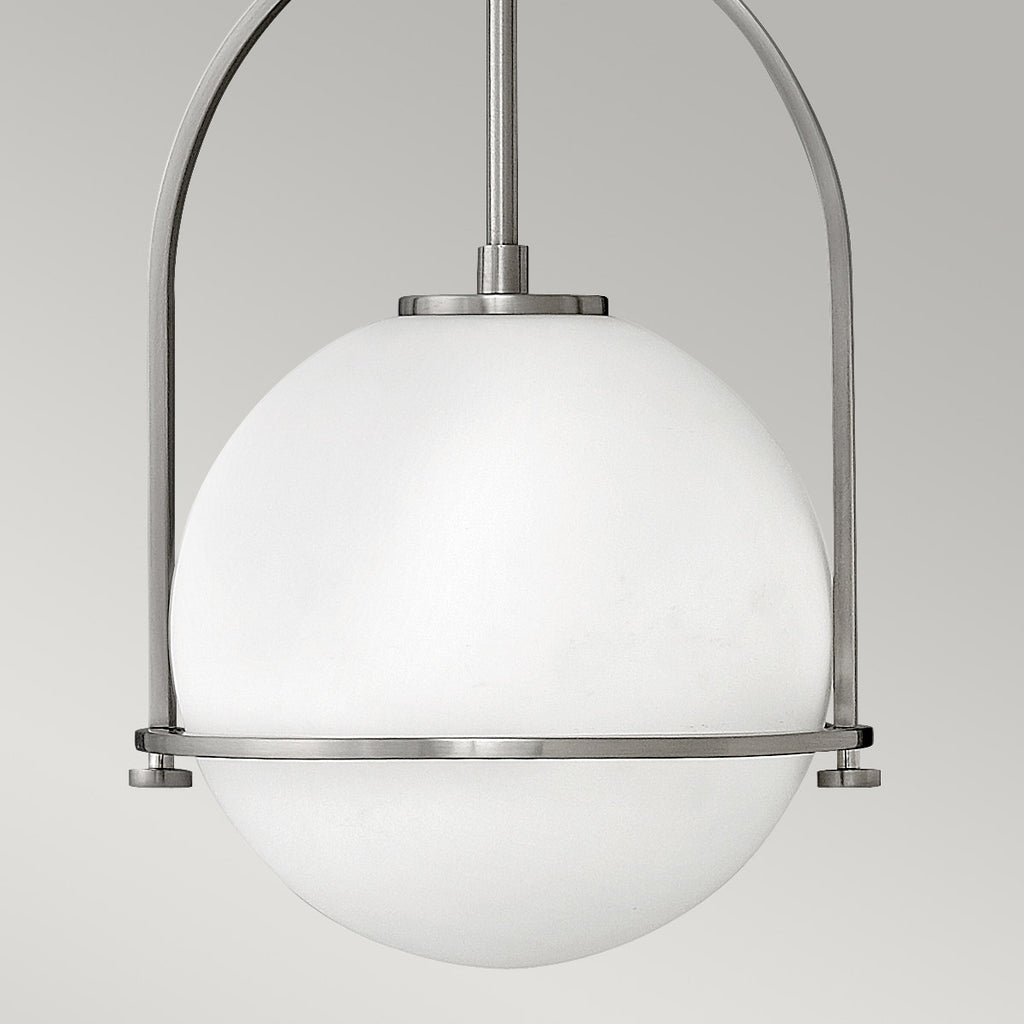 Quintiesse Somerset Medium Pendant in Brushed Nickel with Opal Shade